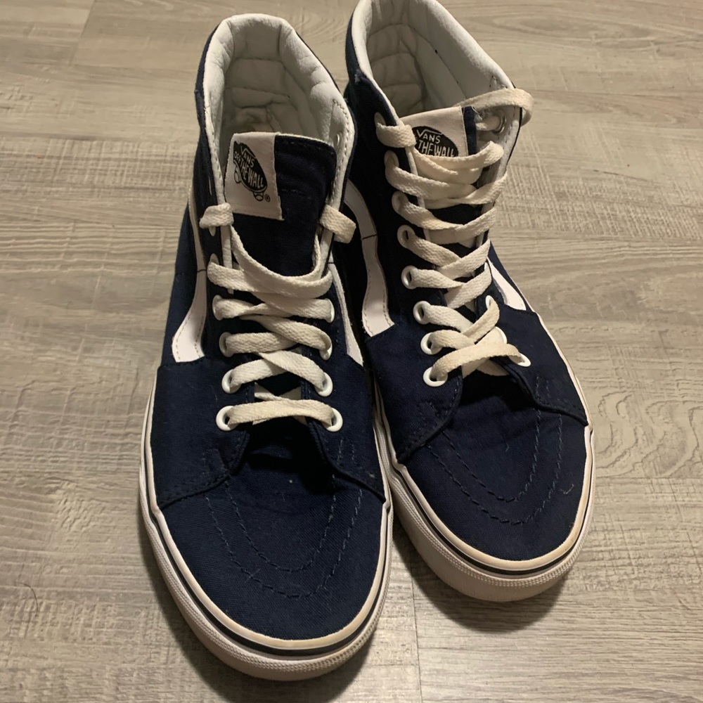 Blue And White Suede Vans Hi Tops - Picture 2 of 9